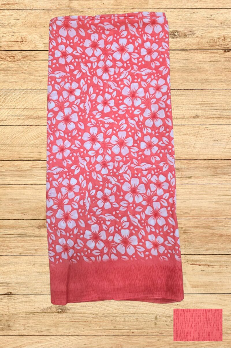 Peach and White Floral Georgette Silk Saree with Blouse Piece