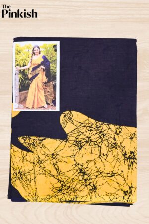 Purple & Yellow Mix Premium Quality Indian Batik Saree with Blouse Piece